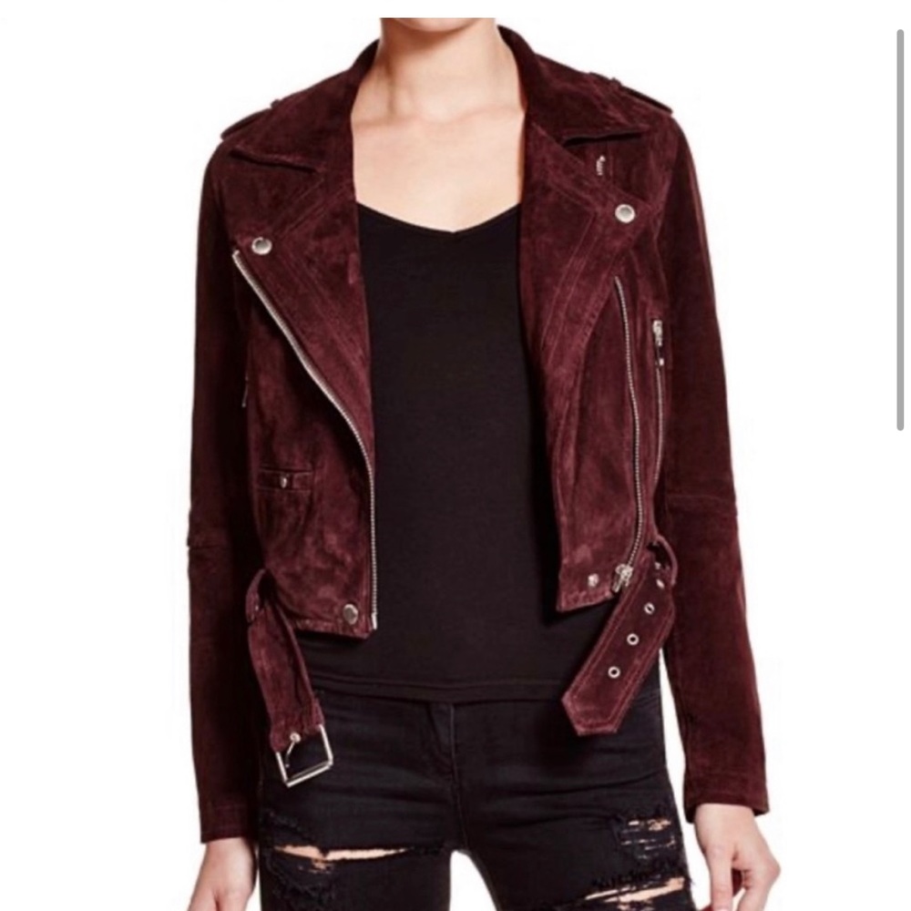 NWT Blank Suede Biker Moto Zip Chic Leather Jacket